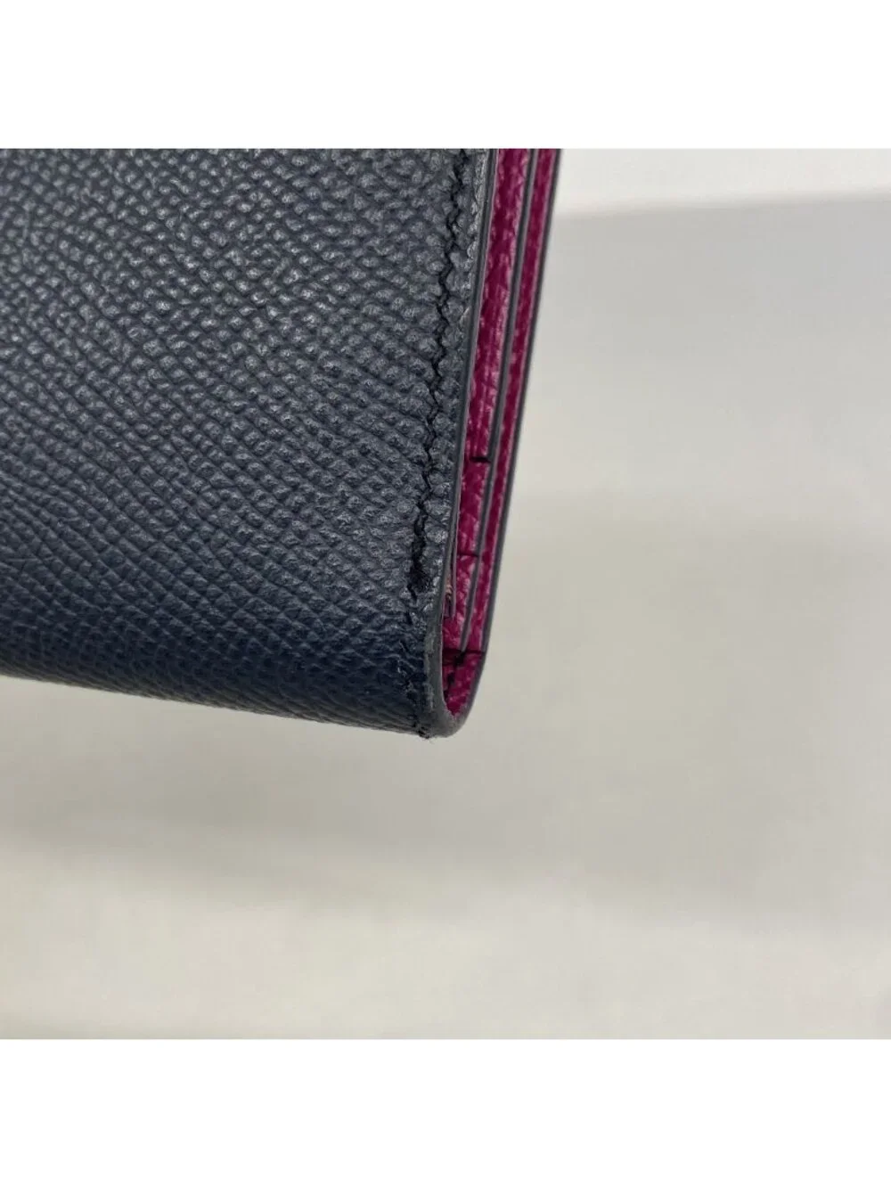 Hermes Wallet Bearn Soufflet Verso Veau Epsom Blue Indigo Rose Purple Silver